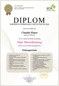 DIPLOM 'Dipl. Mentaltraining' für Claudia Ebner